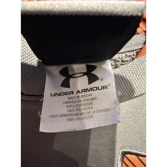 Under Armour UA Storm Hoodie Men's Size MD/M Gray Hooded Sweatshirt Orange Logo - Picture 3 of 7